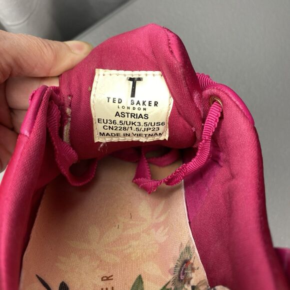 TED BAKER Astrina Luxe Sneakers Satin Leather Low-Top Womens 6 Fuchsia Pink - Picture 7 of 11